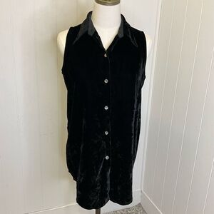 Vintage Gap Women’s Medium Black Sleeveless Velvet Button Down Blouse Top